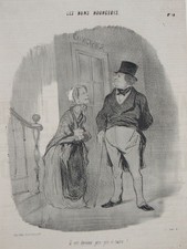 Il est devenu H.Daumier Lithographie Le Charivari bons Bourgeois Karikatur 1846