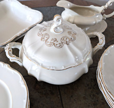 Speiseservice Hertel Jacob antik, wie neu, 5 Pers, elfenbein