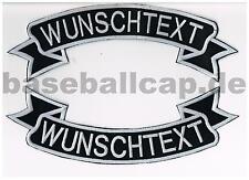Rückenpatch Rückenaufnäher Wunschtext oben+unten BIKER RÜCKENSCHLEIFE Patches 8