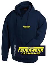 Jugend Feuerwehr Sweat-Shirt Jacke mit Kapuze navy / neongelb
