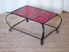 Blumenhocker Schmiedeeisen Keramik Fliese Rot Mid 60/70er Pop-Art Vintage Retro