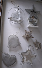 7x Deko Advent - Weihnachten – silberfarben - guter Zustand!