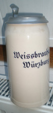 Uralter  Elfenbeinfarbener gestempelter Bierkrug Weissbrauhaus Würzburg 0,8L