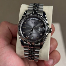 Seikmod Seikjust Grau Diamant Zifferblatt Fluted Lünette 