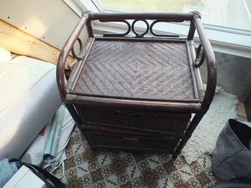 Old retro bedside table side