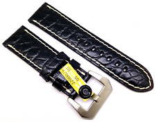 Uhrenarmband Uhrband echt Kroko passend für Panerai 24mm schwarz  / 47