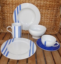 KAHLA blaue Streifen, Frühstücksgeschirr,Suppenteller  zur Auswahl