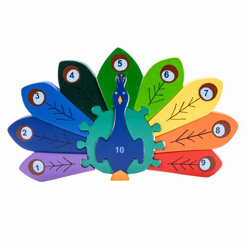 Holzpuzzle pfau mit zahlen - holzpuzzle,