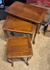 3er Set antike Chippendale Tische Salontische Glastische mit Wiener Geflecht