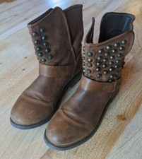 Hanna White Boots, Gr. 37, Nieten, braun, Vintage