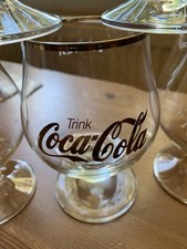 5 Coca-Cola Gläser Schwenkerform (Schwenkgläser) mit Goldrand 0,3l Guter Zustand