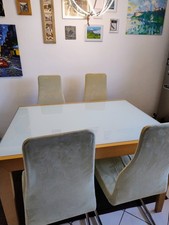 Esstisch Buche Milchglas 