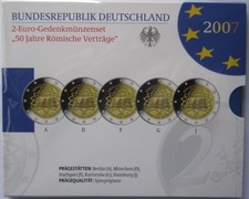 2 Euro / 5x2 € Set 2007 "50 Jahre Römische Verträge" VfS PP in Folie !!!