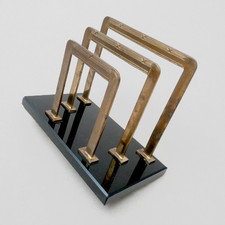 Papier Zettel Ablage Briefablage Briefständer Schreibtisch Messing Glas Art Deco