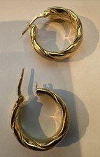 Ohrringe, Silber 925 vergoldet, Creolen 18 mm Durchmesser, gedreht, 5,5 mm breit