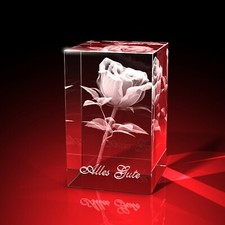 3D Glas Gravur Glasfoto Rose