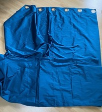 2 x ÖSEN VORHANG EXTRA LANG BLAU TÜRKIS GLÄNZEND VORHANGSCHAL 140 x 300 cm NEU