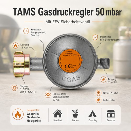Tams gasdruckregler 50mbar efv - tams,