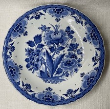 Delft De Porceleyne Fles Teller blauweiß Blumen Dm30cm H4cm