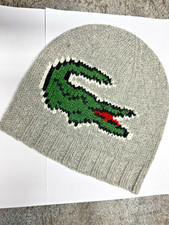 Lacoste Beanie Mütze Grau mit Krokodil -nagelneu-