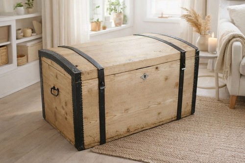 Alte schöne holztruhe - schöne, 89cm