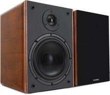 2-Weg Regal Lautsprecher Heimkino Satelliten Monitor Bookshelf Box Set 60W braun