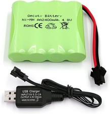 4,8V Akku, 2400mAh Wiederaufladbarer AA NiMH Akkupack RC Auto Batterie mit SM