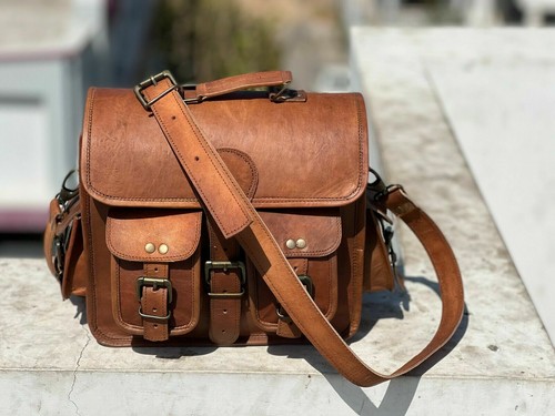 Vintage leder messenger - vintage,