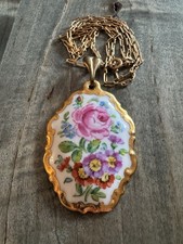 Rosenthal Marktredwitz antiker Porzellan Anhänger mit vergoldeter Kette