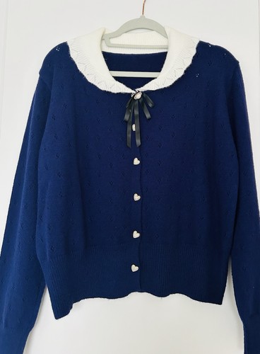 Damen strickjacke blau weiß - damen, blau/weiß