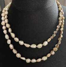 Halskette Collier 2-reihig Echte Perlen, SWP, Perlmutt