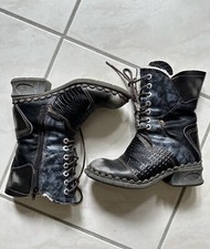 TMA 5766 Damen Stiefel Schuhe Echt-Leder gefüttert schwarzblau EUR 37