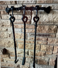 Kaminbesteck Gusseisen, rustikal, geschmiedet, schwarz