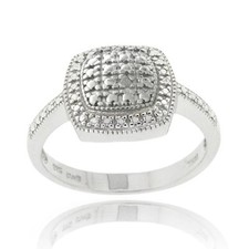 925 Silber Diamant Akzent Quadrat Ring