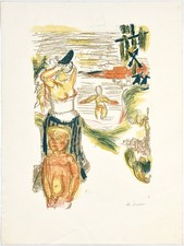 Crodel, Rättwiker Mädchen badend. 1925. Signierte Original-Farblithografie.