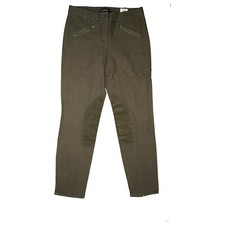 Cambio Damen Stretch Jeans Reiter Hose Chino Skinny Slim Zip 38 M W30 L30 khaki