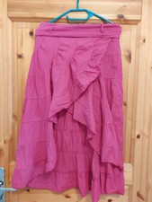 Ausgefallener langer Stufenrock pink Gr. 38 Strand Urlaub