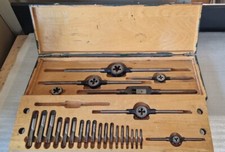 BUND SET: Handgewindebohrer | Gewindeschneideisen |HSS, Werkzeuge im Holzkasten