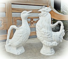 ❀ Kanne Weiß Keramik Groß Hahn o. Ente Getränke Milchkanne Landhaus Vase GW