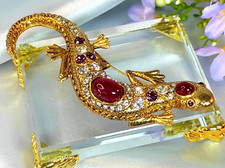 Brosche Eidechse Glassteine