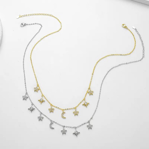 Halskette sterne mond mit - halskette,