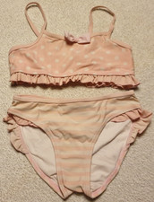 Weiß rosa Bikini gepunktet und gestreift von H&M Größe 116