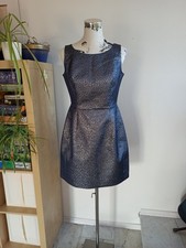 Beata Rebowska Rockabilly Kleid Brokat blau Silber M L 38 40 metallischer Glanz