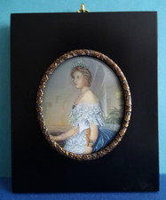 Miniatur Malerei Lupenmalerei Gemälde Person Hofdame Frau