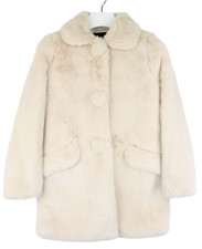 Maje Mantel Damen (Eu) 36 Hautfarben Weicher Kunstpelz Snap Tasten Gefüttert