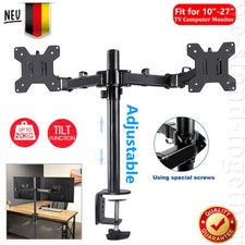 Dual Mount Monitor Stand 2 Arm HD LED Desk Display Bracket LCD Screen TV Holder