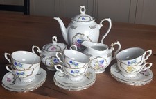 KAHLA Porzellan Kaffee Service 6 Personen Enzian Edelweiss 1957 - 1964 Germany