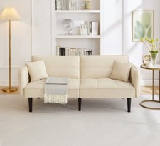 2-in-1 Verstellbares Schlafsofa – Zweisitzer mit Samtbezug, klappbaren Armlehnen