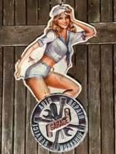 XXL Blechschild: Pin Up Auto
