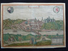  Braun-Hogenberg  Misena - Meissen1575 - Hermun Durorum Urbs. Alt koloriert